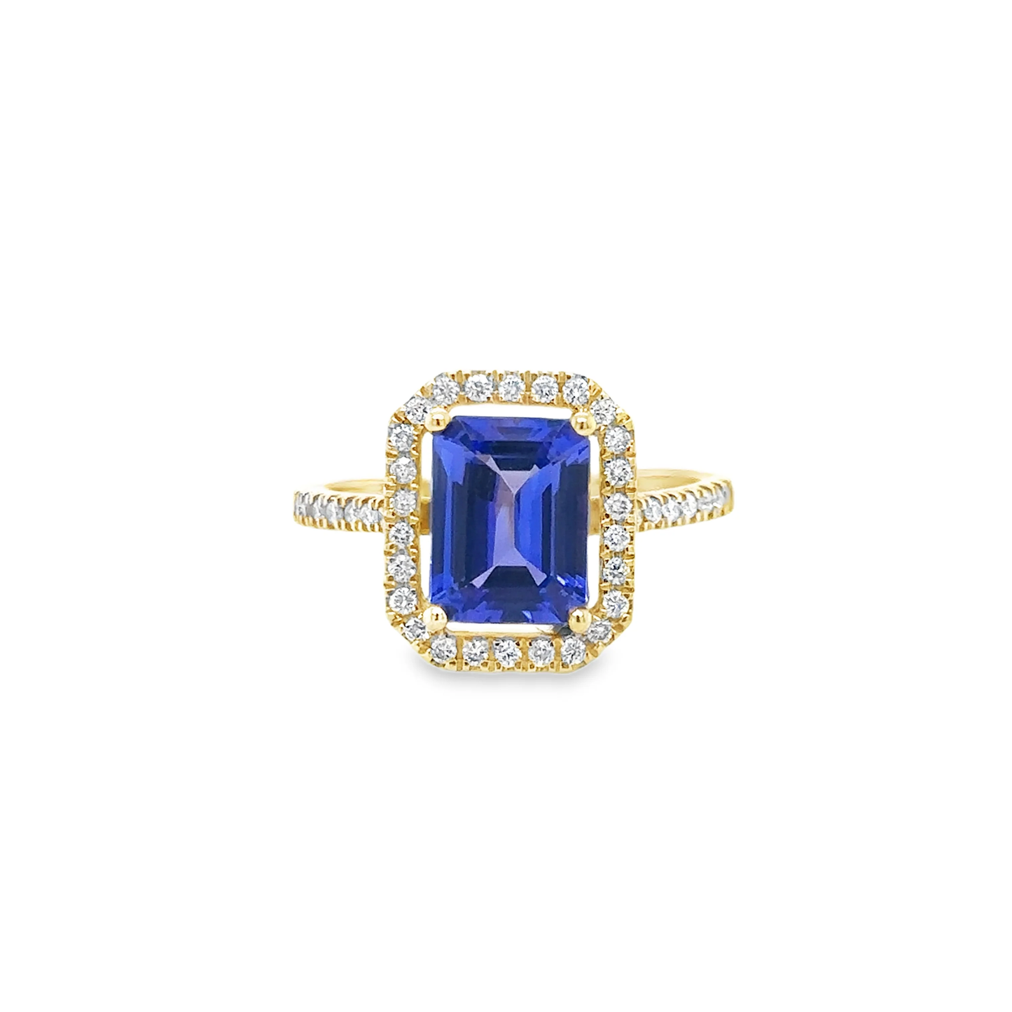14KT YELLOW GOLD TANZANITE AND DIAMONDS RING