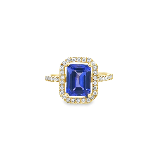 14KT YELLOW GOLD TANZANITE AND DIAMONDS RING