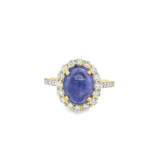 14KT YELLOW GOLD TANZANITE AND DIAMONDS RING