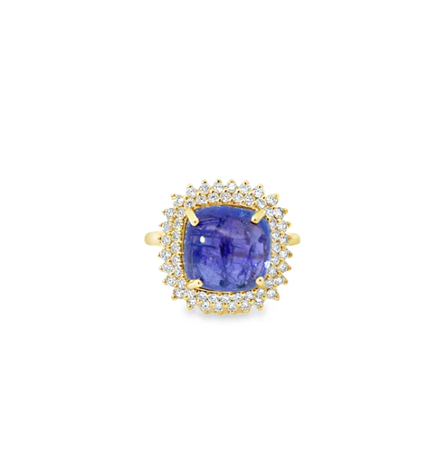 14KT YELLOW GOLD TANZANITE AND DIAMONDS RING