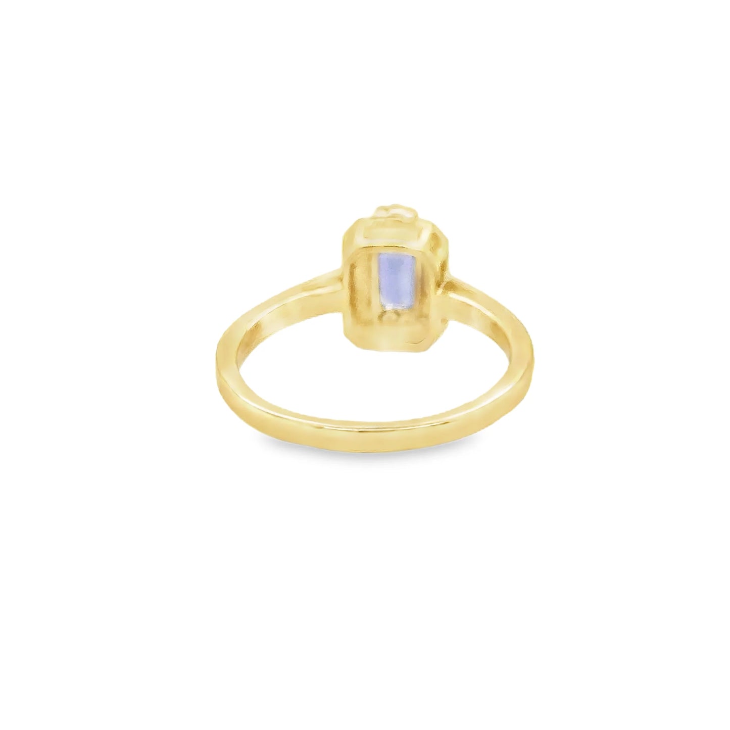 14KT YELLOW GOLD TANZANITE EMERALD CUT WITH DIAMONDS RING