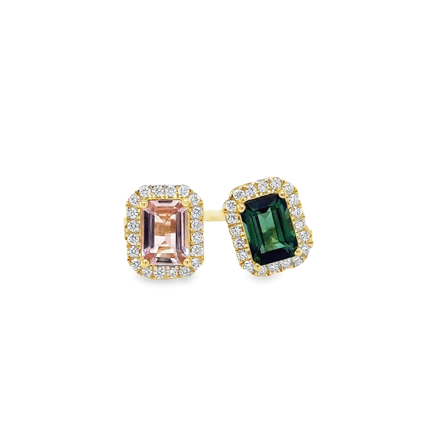 14KT YELLOW GOLD TOURMALINE AND DIAMONDS RING