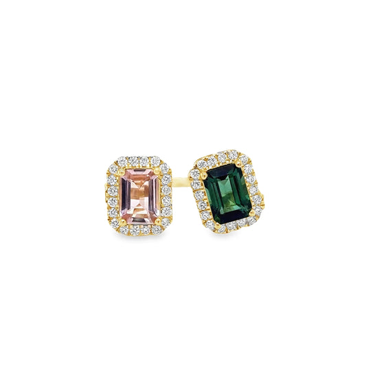 14KT YELLOW GOLD TOURMALINE AND DIAMONDS RING