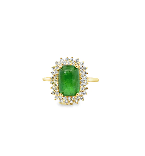 14KT YELLOW GOLD TSAVORITE AND DIAMONDS RING