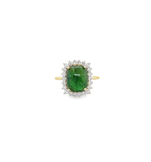14KT YELLOW GOLD TSAVORITE AND DIAMONDS RING