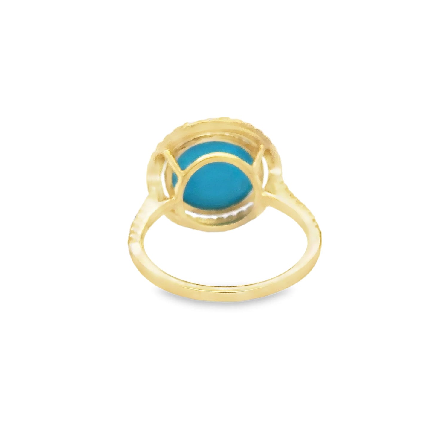 14KT YELLOW GOLD TURQUOISE AND DIAMONDS RING