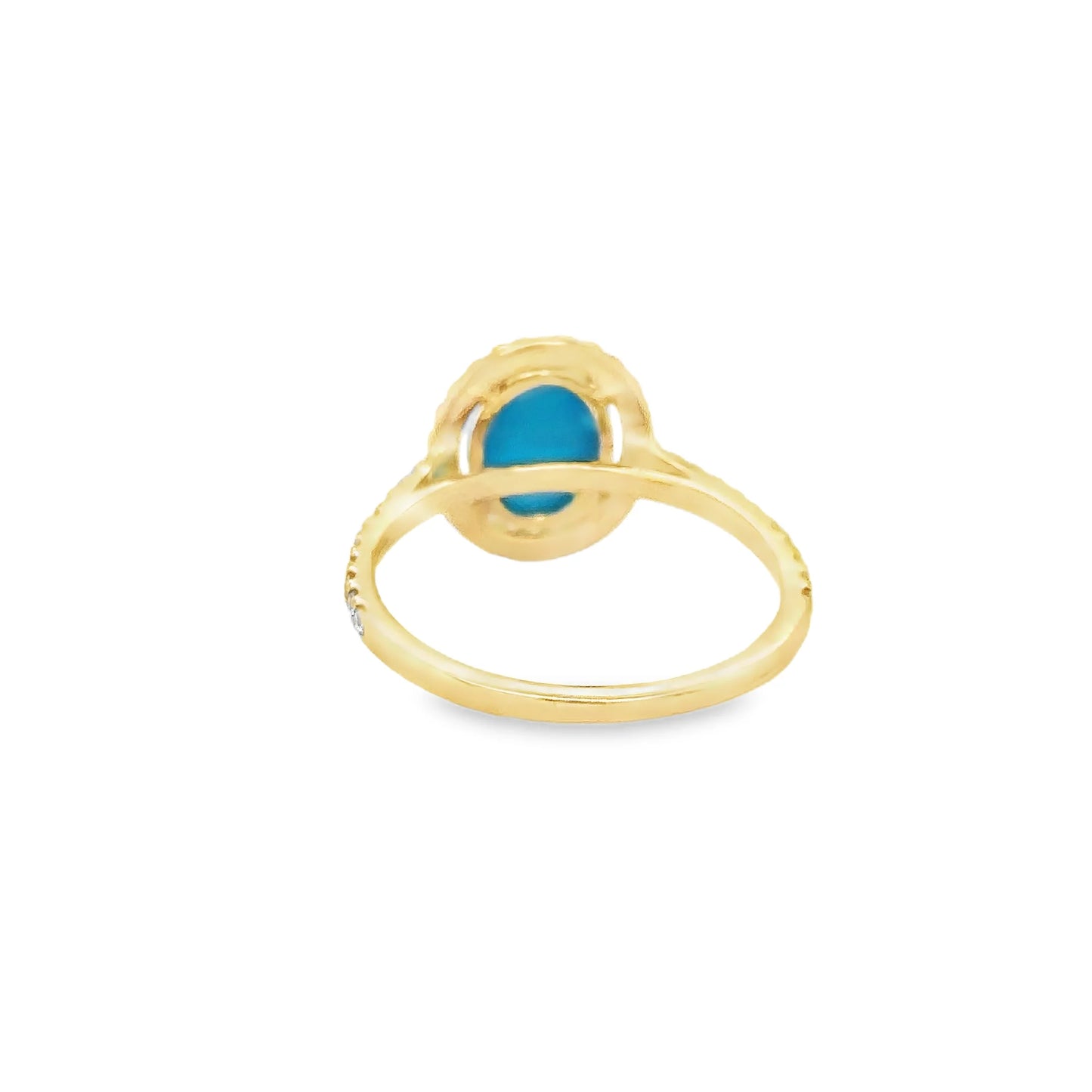14KT YELLOW GOLD TURQUOISE AND DIAMONDS RING