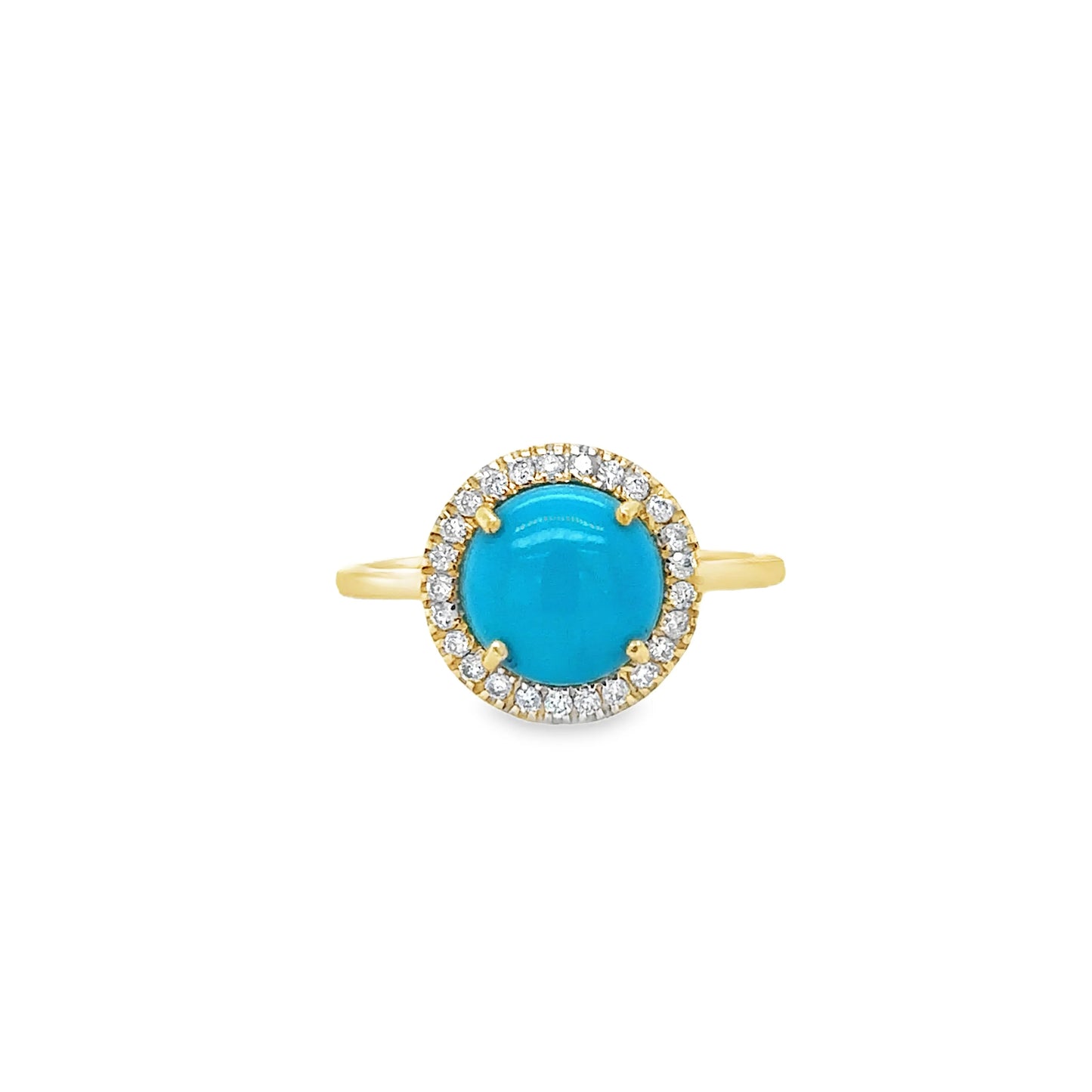 14KT YELLOW GOLD TURQUOISE RING WITH DIAMONDS