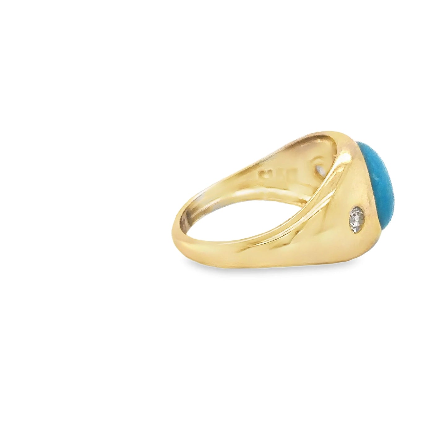 14KT YELLOW GOLD TURQUOISE RING WITH DIAMONDS