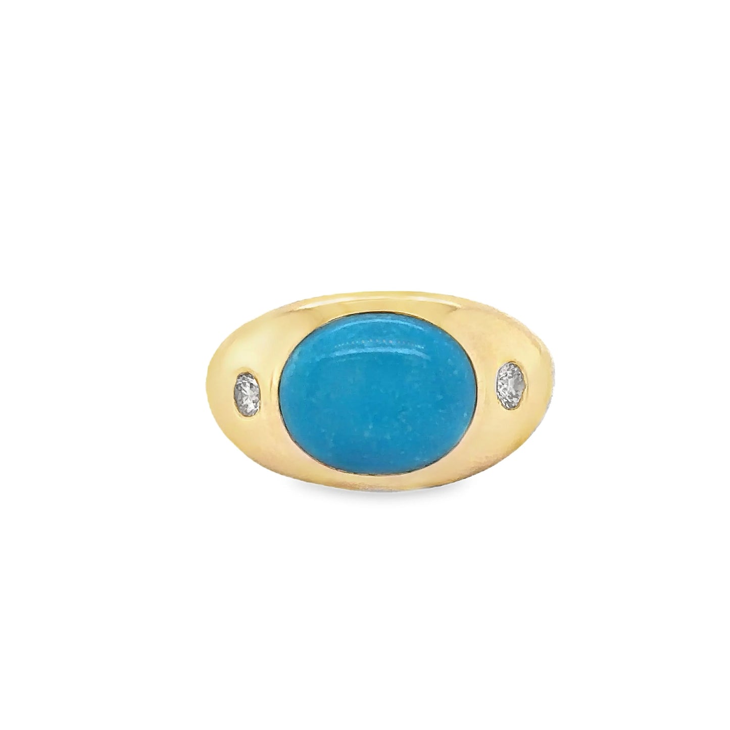 14KT YELLOW GOLD TURQUOISE RING WITH DIAMONDS