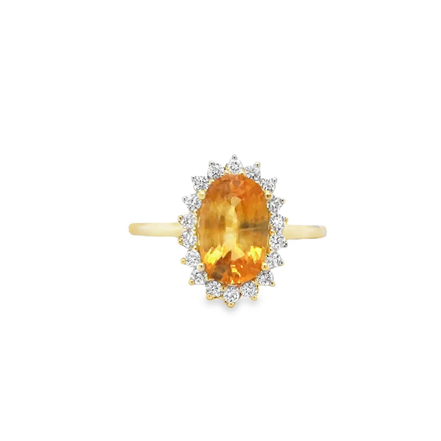 14KT YELLOW GOLD YELLOW SAPPHIRE AND DIAMONDS RING