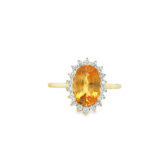14KT YELLOW GOLD YELLOW SAPPHIRE AND DIAMONDS RING