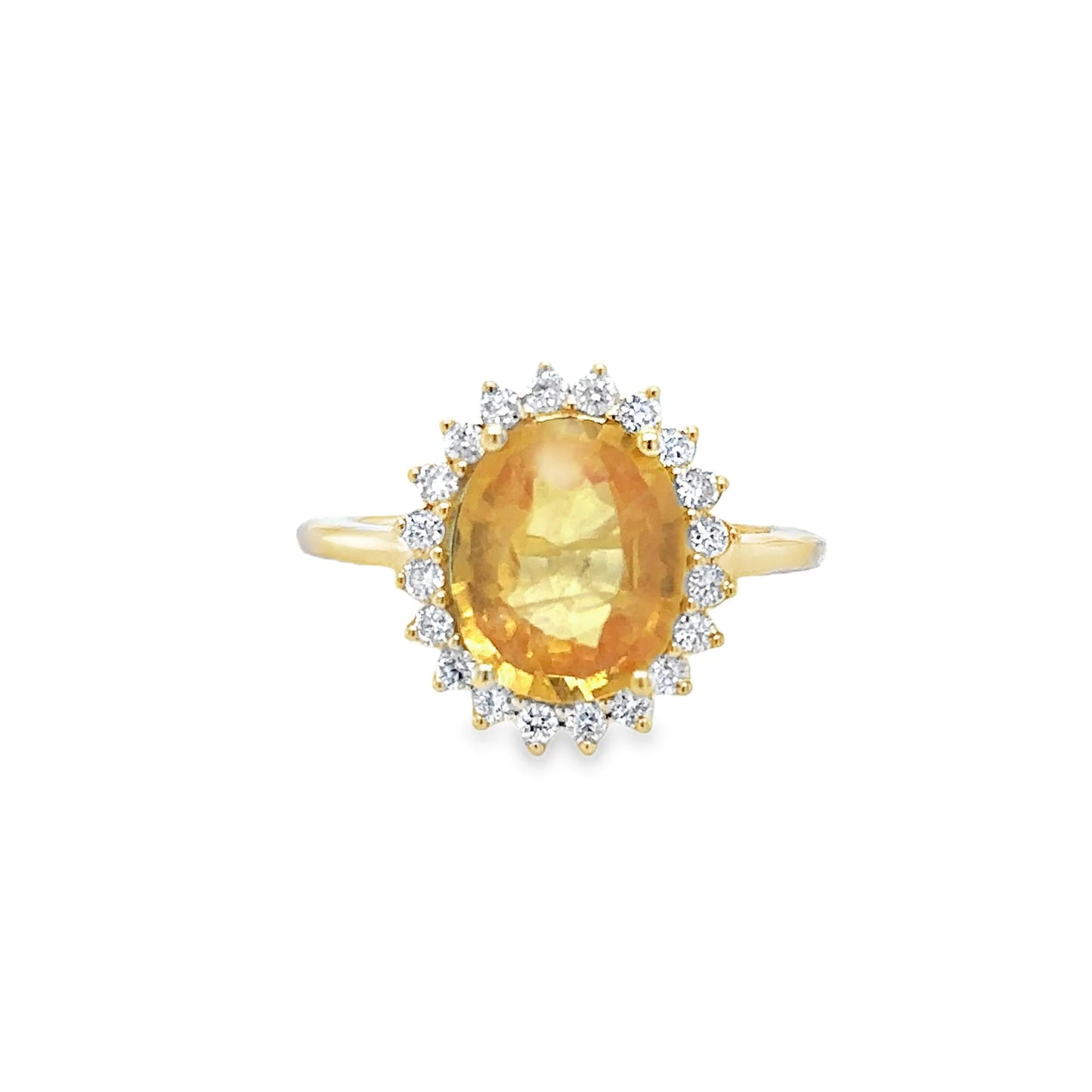 14KT YELLOW GOLD YELLOW SAPPHIRE AND DIAMONDS RING