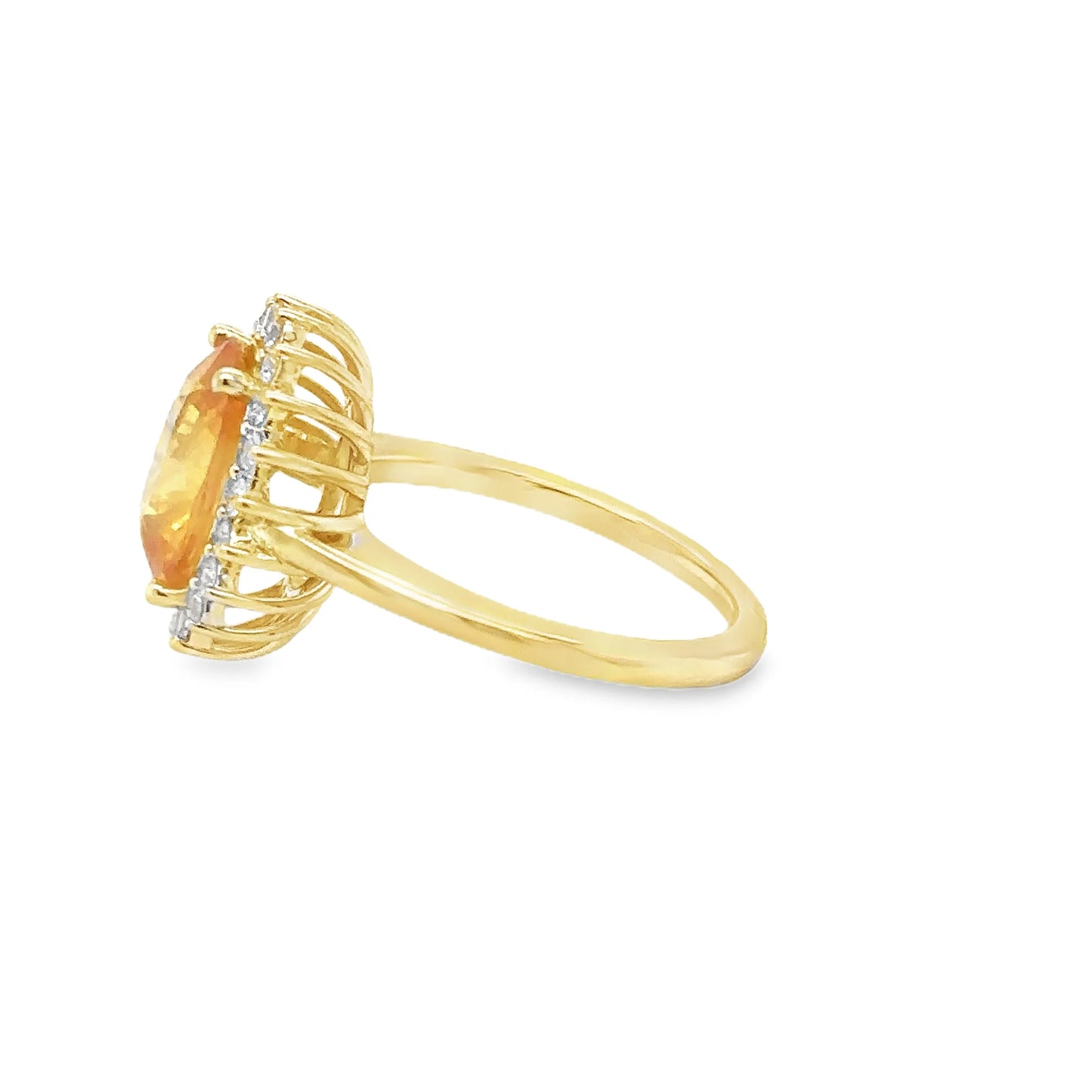 14KT YELLOW GOLD YELLOW SAPPHIRE AND DIAMONDS RING