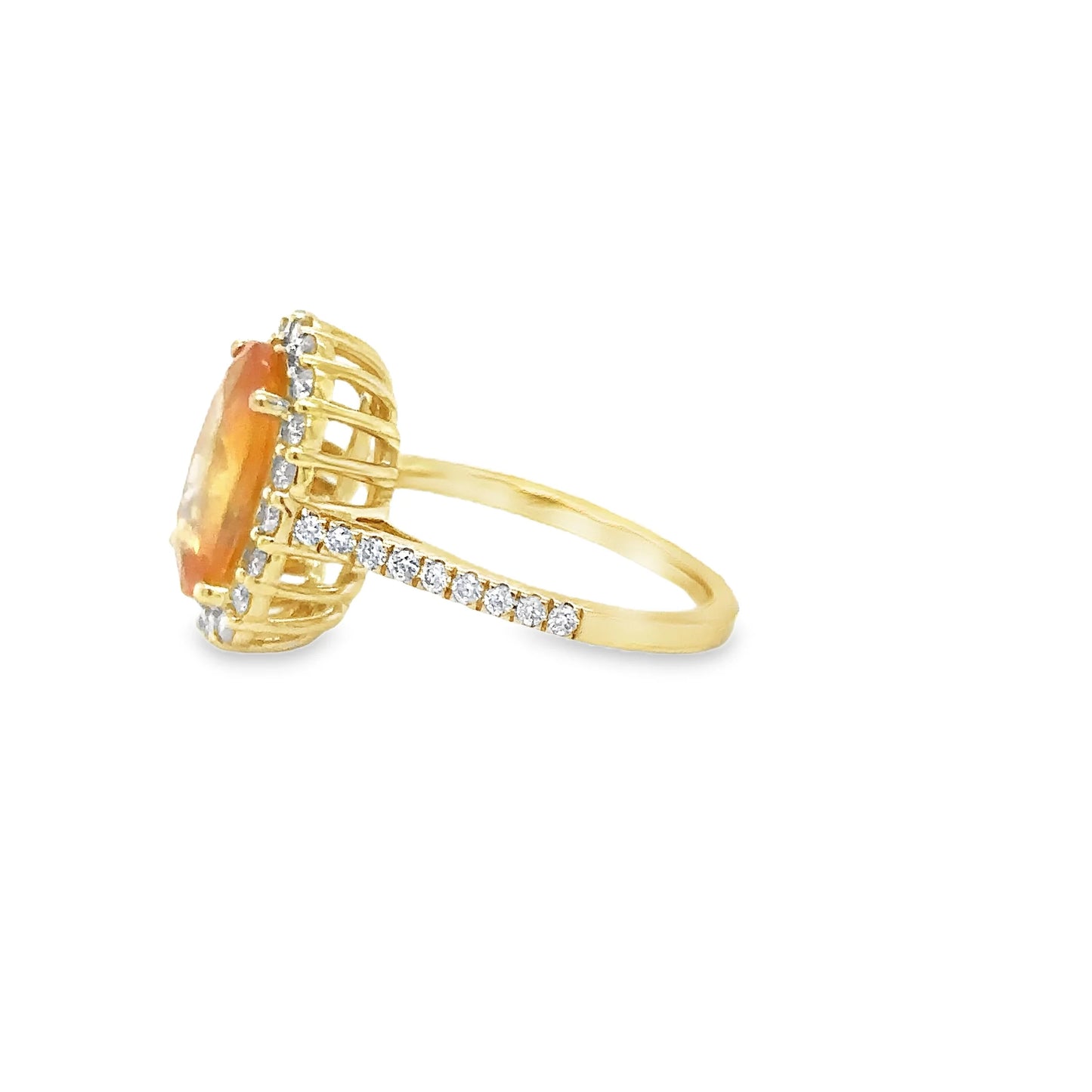 14KT YELLOW GOLD YELLOW SAPPHIRE AND DIAMONDS RING