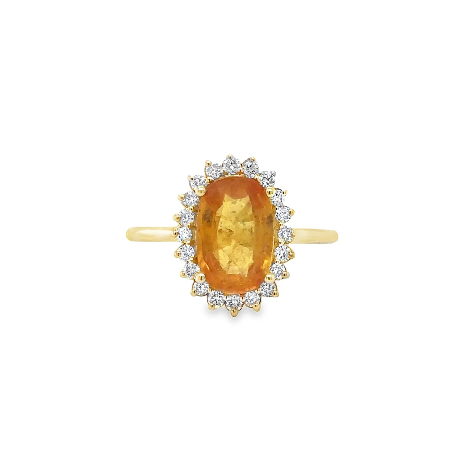 14KT YELLOW GOLD YELLOW SAPPHIRE AND DIAMONDS RING