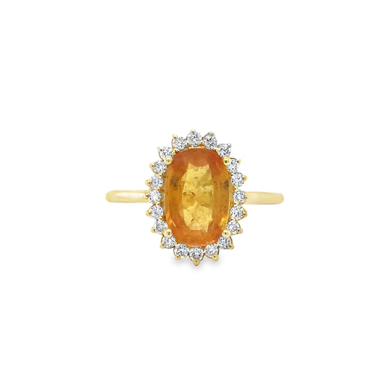 14KT YELLOW GOLD YELLOW SAPPHIRE AND DIAMONDS RING