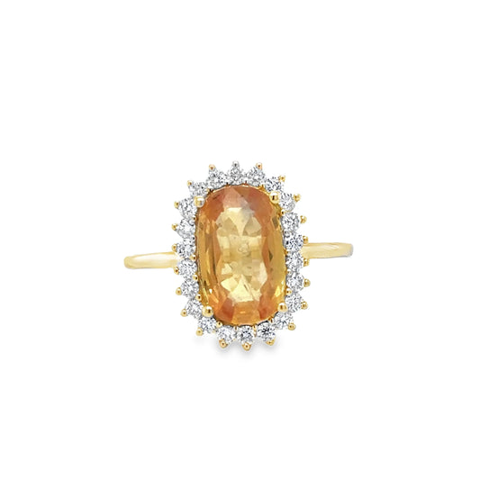 14KT YELLOW GOLD YELLOW SAPPHIRE AND DIAMONDS RING