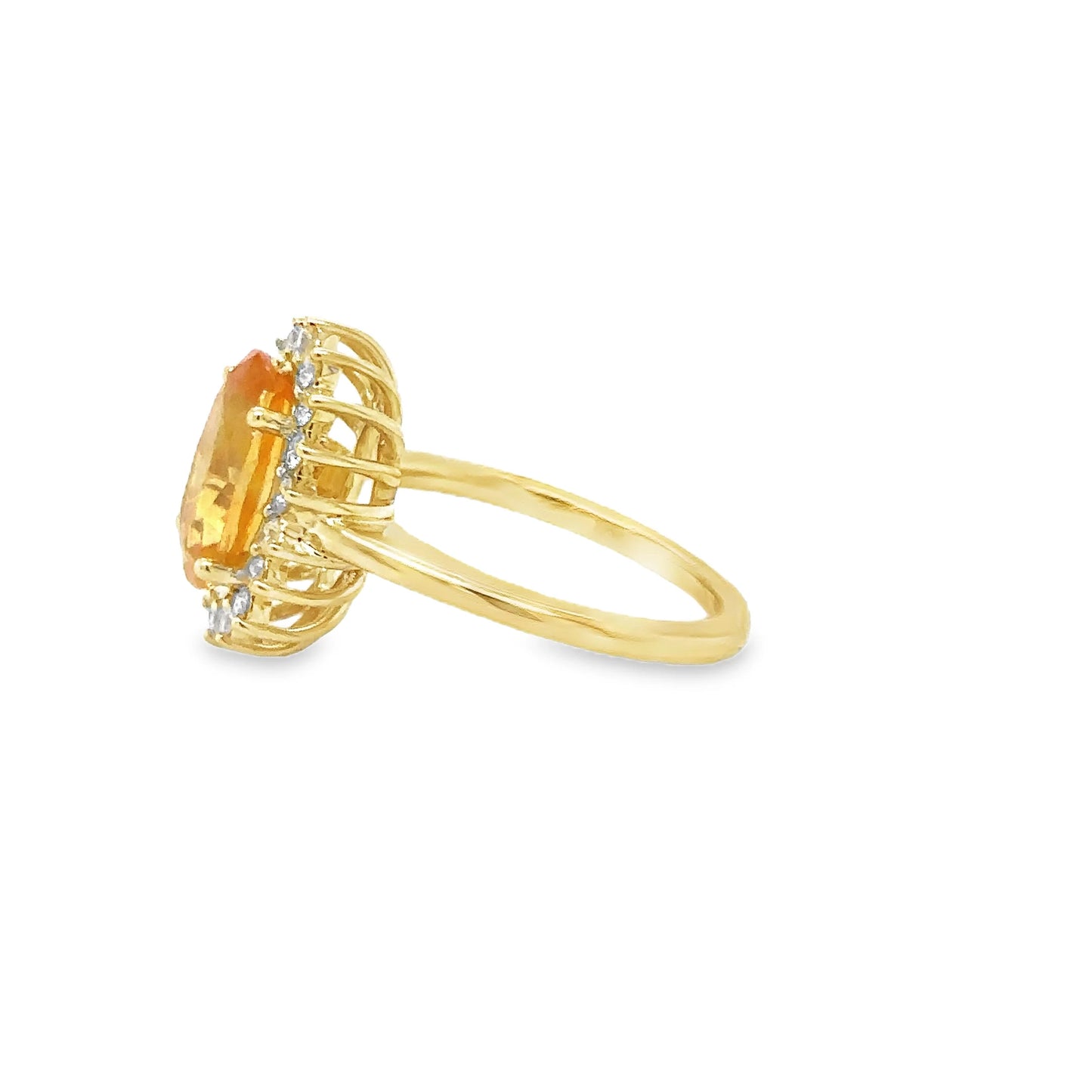 14KT YELLOW GOLD YELLOW SAPPHIRE AND DIAMONDS RING