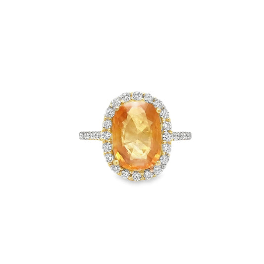 14KT YELLOW GOLD YELLOW SAPPHIRE AND DIAMONDS RING
