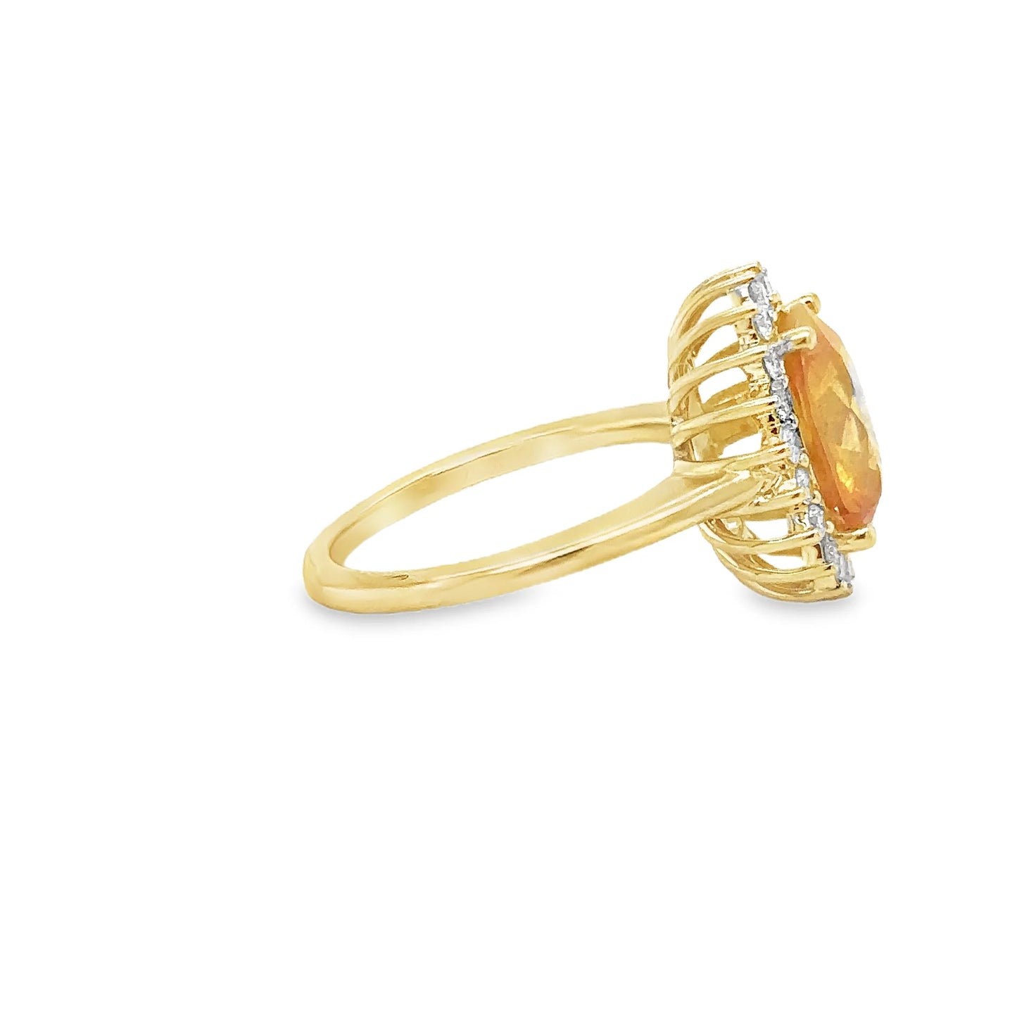 14KT YELLOW GOLD YELLOW SAPPHIRE AND DIAMONDS RING