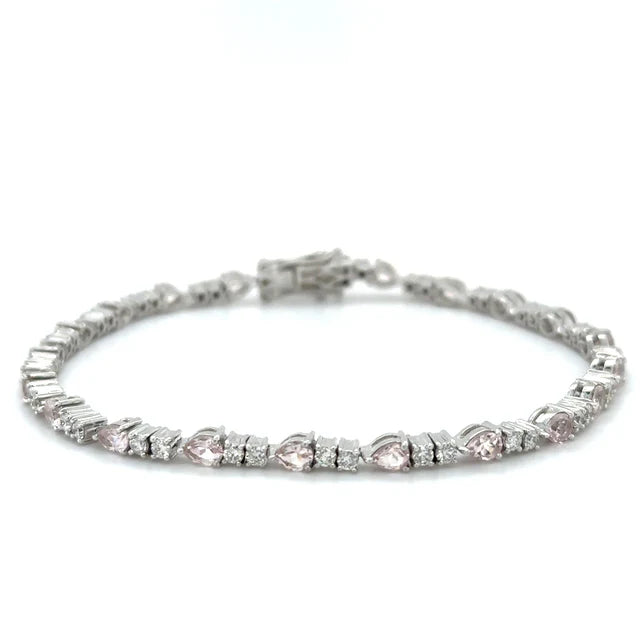 18KT WHITE GOLD MORGANITE AND DIAMONDS BRACELET
