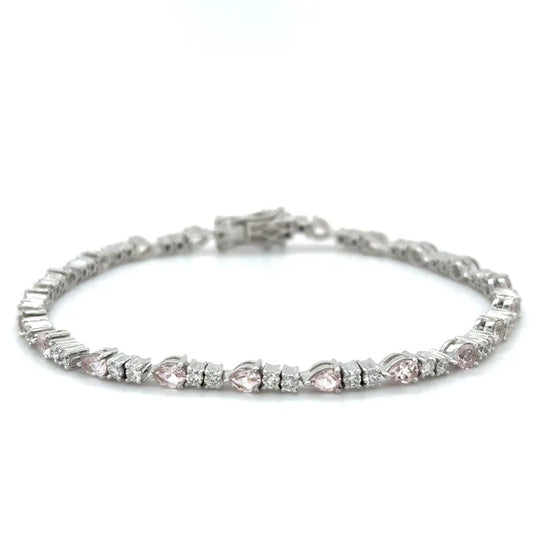 18KT WHITE GOLD MORGANITE AND DIAMONDS BRACELET