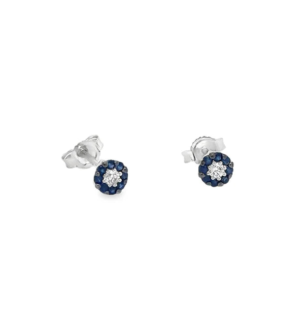 14KT WHITE GOLD SAPPHIRE AND DIAMOND EARRING