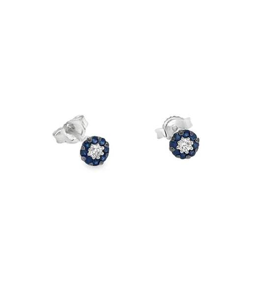 14KT WHITE GOLD SAPPHIRE AND DIAMOND EARRING
