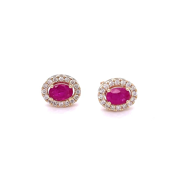 14KT WHITE GOLD RUBY WITH DIAMONDS EARRING