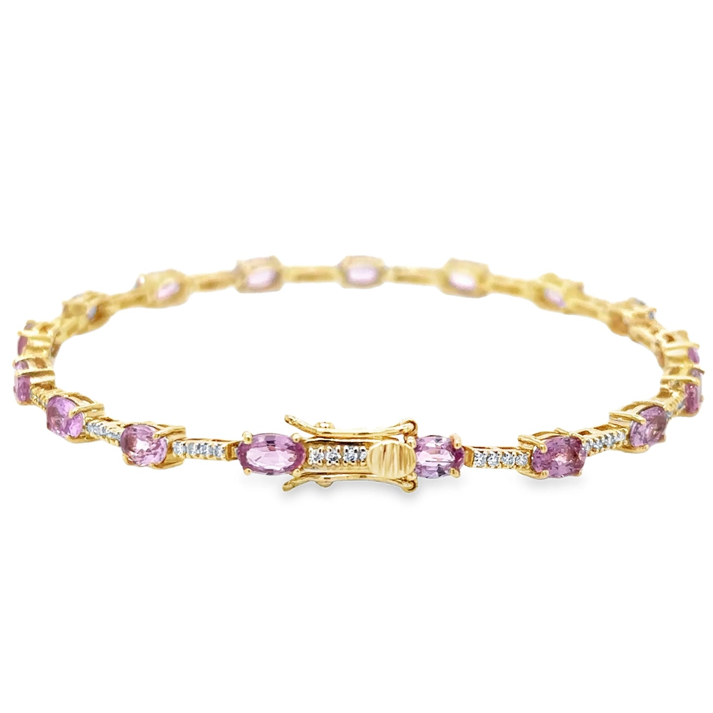14KT GOLD PINK SAPPHIRE AND DIAMONDS BRACELET