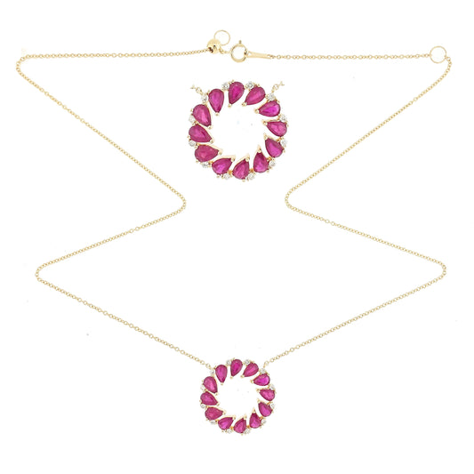 18KT GOLD RUBY AND DIAMOND NECKLACE