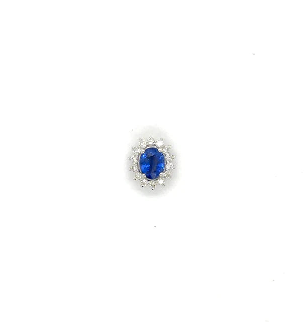 18KT WHITE GOLD DIAMOND AND SAPPHIRE PENDENT