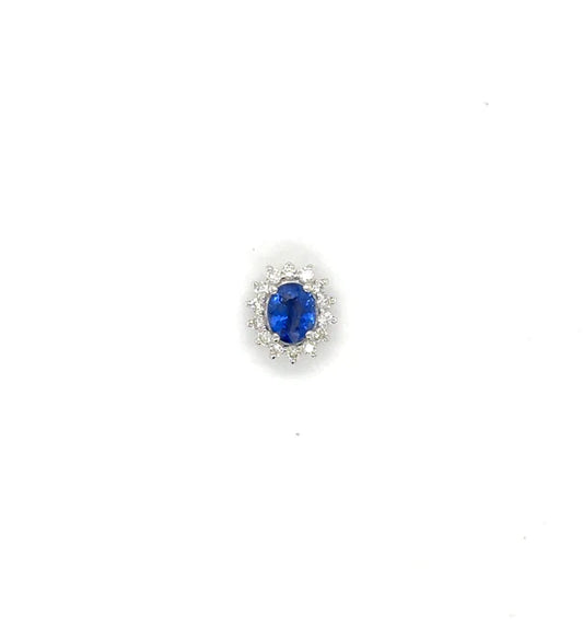 18KT WHITE GOLD DIAMOND AND SAPPHIRE PENDENT