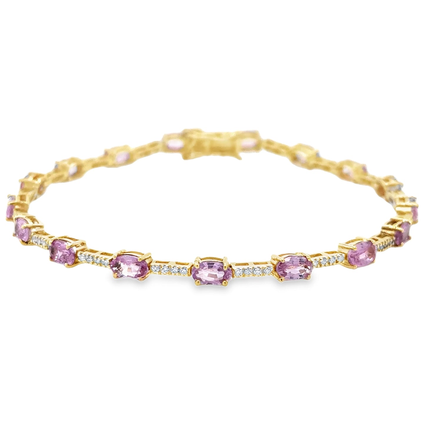 14KT GOLD PINK SAPPHIRE AND DIAMONDS BRACELET