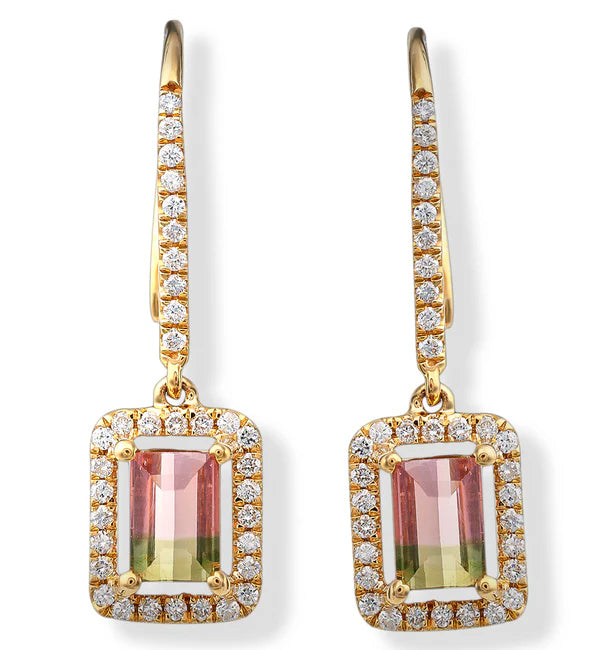 14KT. DIAMOND/TOURMALINE EARRINGS