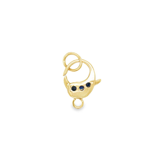 14KT YELLOW GOLD SAPPHIRE LOBSTER LOCK