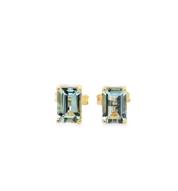 14KT YELLOW GOLD AQUAMARINE AND DIAMONDS EARRING