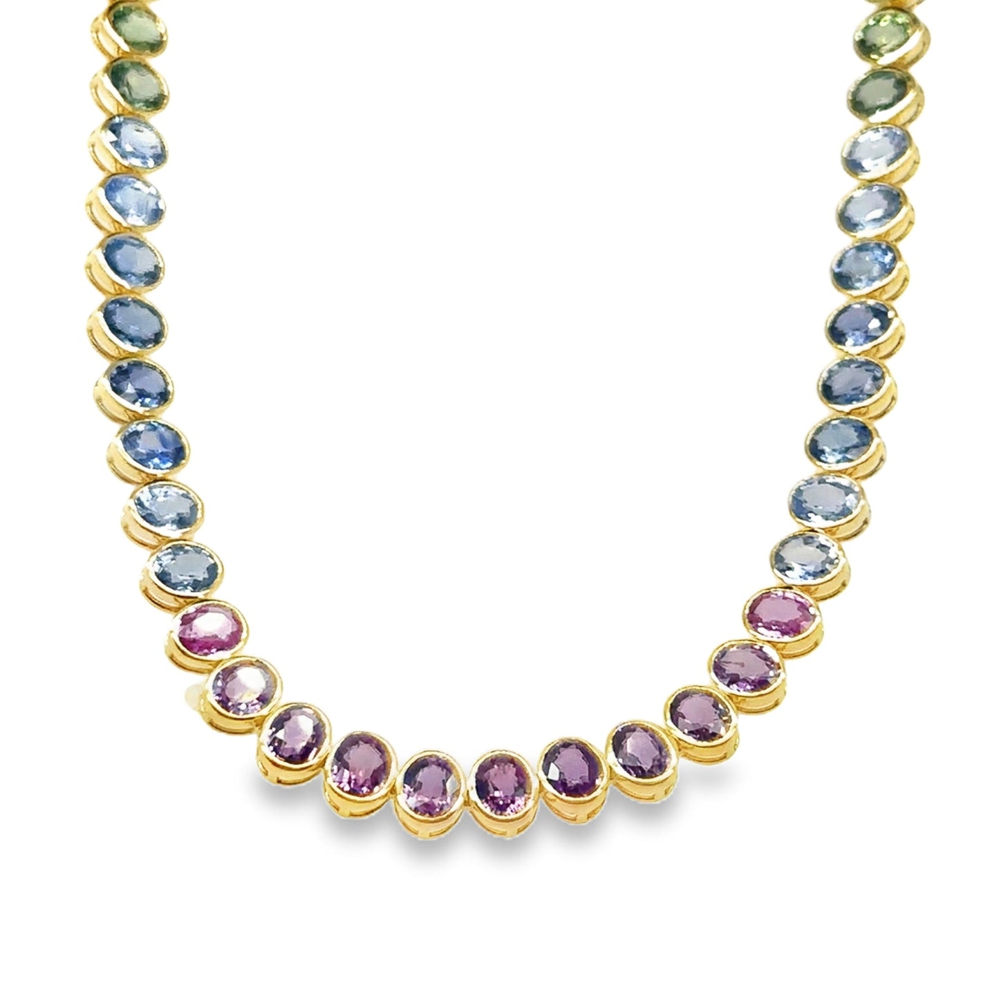 14KT GOLD MULTI SAPPHIRE NECKLACE