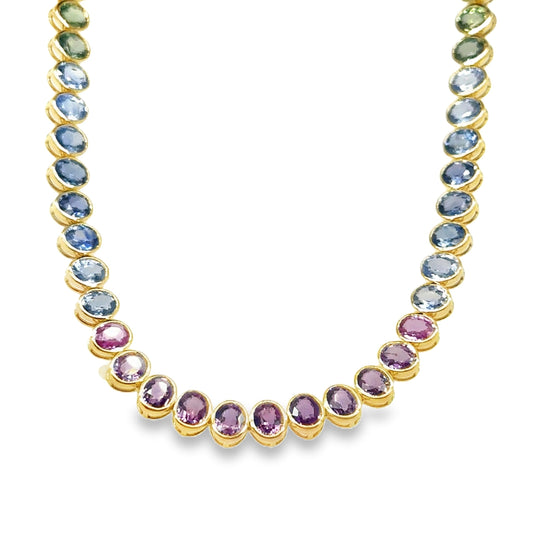 14KT GOLD MULTI SAPPHIRE NECKLACE