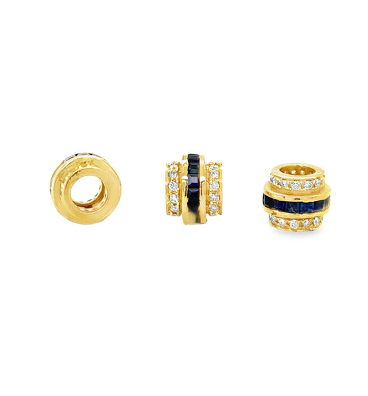 14KT YELLOW GOLD DIAMONDS AND SAPPHIRE RONDELLES