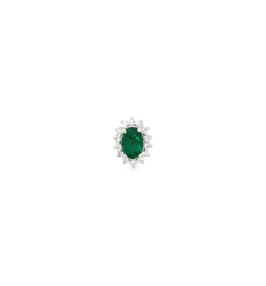 18KT WHITE GOLD DIAMOND AND EMERALD PENDENT