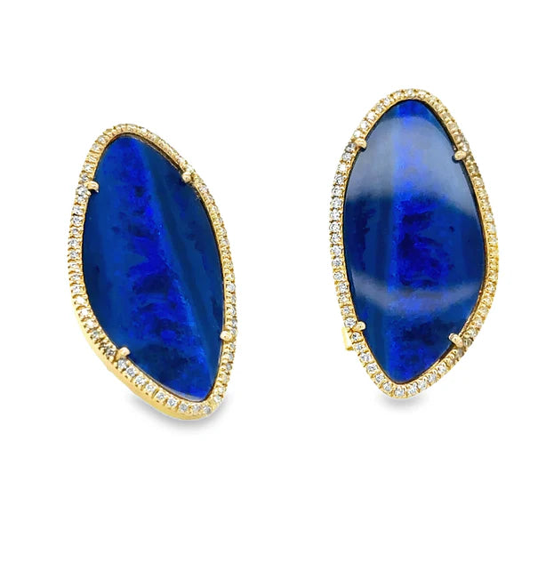 14KT YELLOW GOLD OPAL AND DIAMOND EARRING
