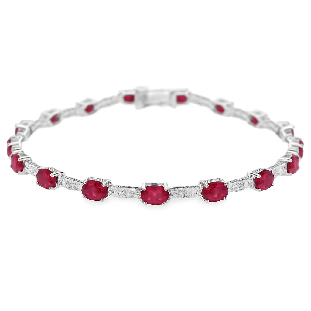 14KT GOLD RUBY AND DIAMONDS BRACELET