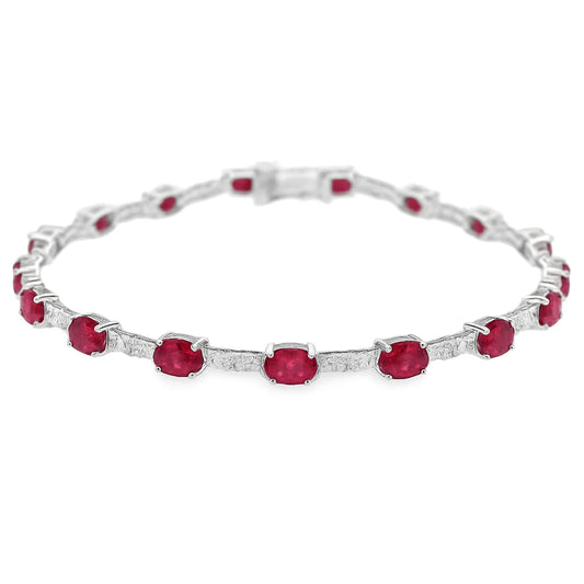 14KT GOLD RUBY AND DIAMONDS BRACELET