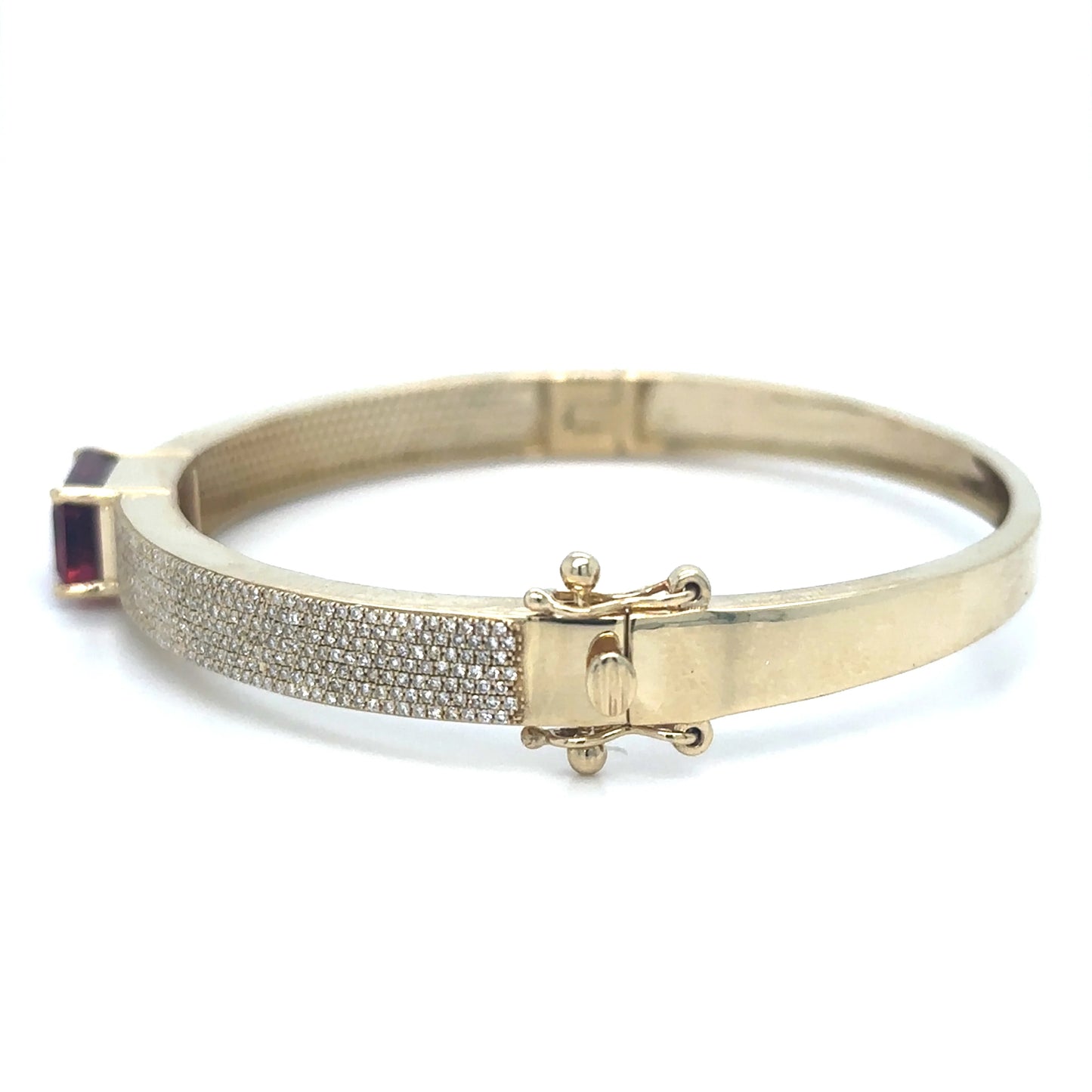 14KT YELLOW GOLD TOURMALINE AND DIAMONDS BANGLE
