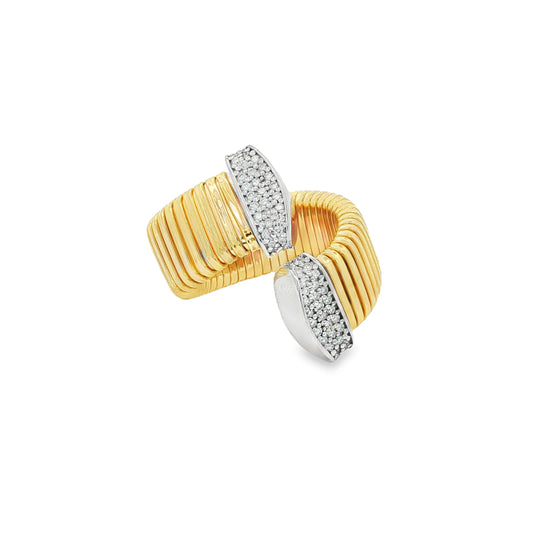 14KT YELLOW GOLD DIAMOND OPEN BYPASS RING
