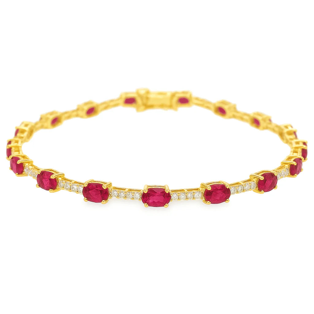 14KT GOLD RUBY AND DIAMONDS BRACELET