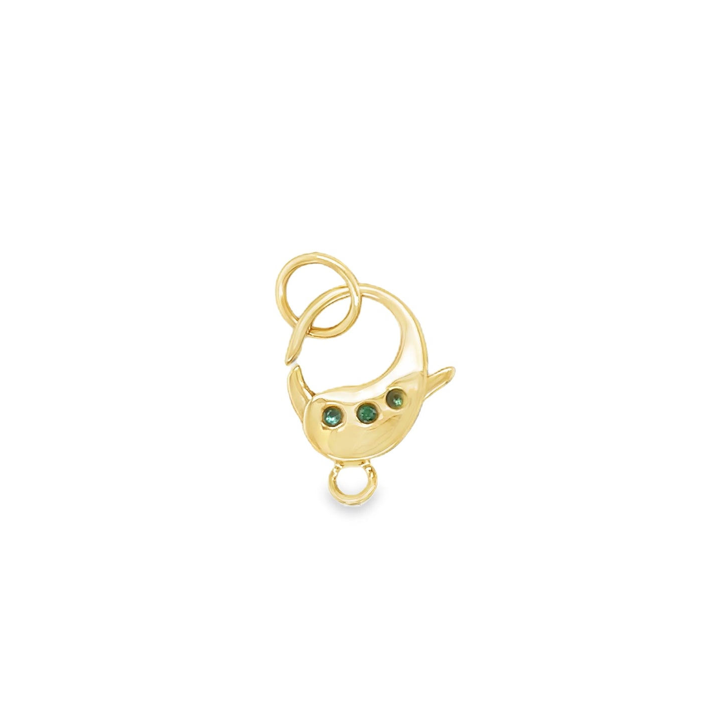 14KT YELLOW GOLD EMERALD LOBSTER LOCK