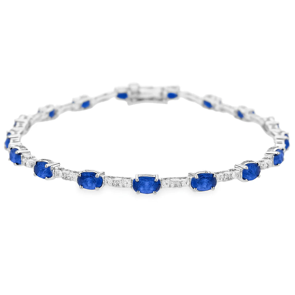 14KT GOLD BLUE SAPPHIRE AND DIAMONDS BRACELET